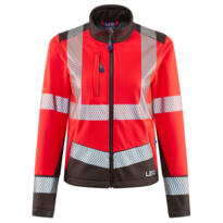 LEO SJL02 Pennywell - Hi-Vis Ecoviz Performance+ Womens Softshell Jacket - Red / Grey