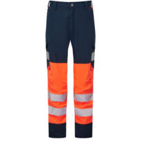LEO CL05 Winswell - Hi-Vis Ecoviz Womens Lightweight Polyester Stretch Cargo - Orange / Navy