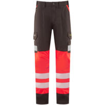 LEO CT05 Winford - Hi-Vis Ecoviz Polyester Stretch Cargo Trousers - Red / Grey
