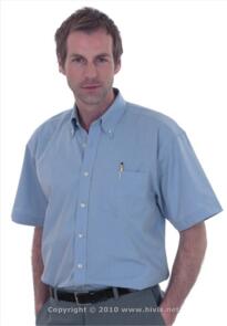 Vado Oxford Shirt Short Sleeved [Embroidered] - Light Blue
