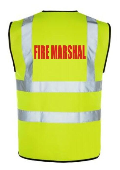 FIRE MARSHAL RED YELLOW HI VIS VESTS WAISTCOAT FIRE MARSHAL SAFETY FIRE WARDEN 