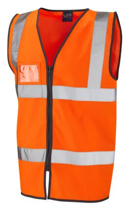 LEO W02 Rumsam - Hi-Vis Ecoviz Zipped Waistcoat with ID Pocket - Orange