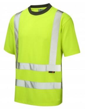LEO T02 Braunton - Hi-Vis Ecoviz Performance Round Neck Tee Shirt - Yellow