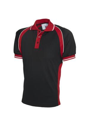 Uneek UC123 - Sports Polo Shirt 200gsm - Black / Red