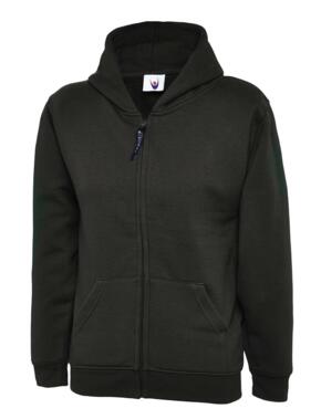 Uneek UC506 - Childrens Classic Full Zip Hooded Sweatshirt 300GSM - Black