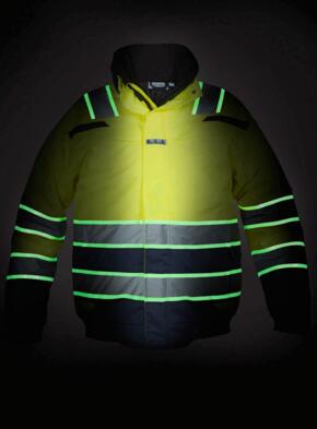 India HiVis Glow in the Dark Waterproof Jacket - Yellow / Navy Blue