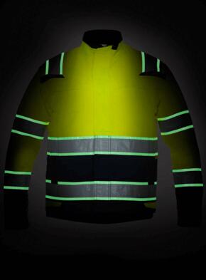HiVis Glow in the Dark Parka Jacket - Hydrowear - Yellow / Navy Blue