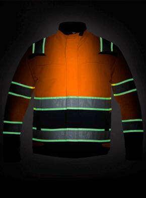HiVis Glow in the Dark Parka Jacket - Hydrowear - Orange  / Navy Blue