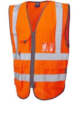 LEO W22 Barnstaple - Hi-Vis Ecoviz Rail Superior Waistcoat - Orange