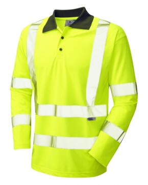 LEO P06 Woolsery - Hi-Vis Ecoviz Performace Sleeved Polo Shirt - Yellow