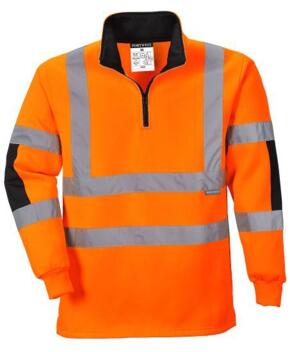 Portwest B308 - Hi-Vis Rugby Shirt - Orange / Black