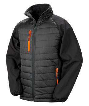 RESULT R237X - COMPASS PADDED SOFTSHELL JACKET - Black / Orange