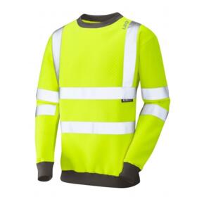 LEO SS05 Winkleigh - Hi-Vis Ecoviz Crew Neck Sweatshirt - Yellow