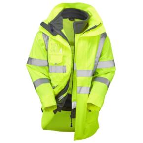 LEO A04/F01 Clovelly - Hi-Vis Ecoviz 15K 3-in-1 Breathable Parka and Fleece - Yellow