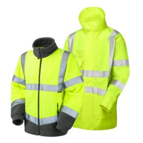 LEO A04/F01 Clovelly - Hi-Vis Ecoviz 15K 3-in-1 Breathable Parka and Fleece - Yellow