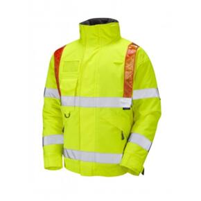 LEO J03 Portmore - Hi-Vis Ecoviz 4K Superior Bomber Jacket with Red Braces - Yellow