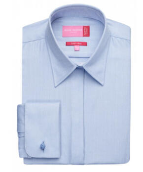 Brook Taverner 2247 Villeta – Blouse Cotton Herringbone - Blue Herringbone