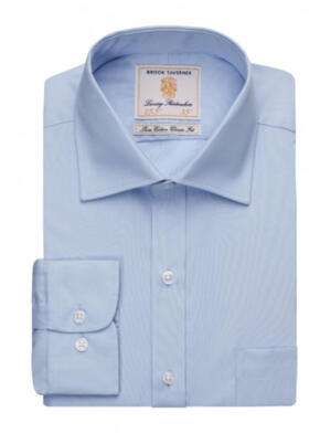 Brook Taverner 7641 Cheadle - Single Cuff Shirt Cotton Poplin - Sky Blue