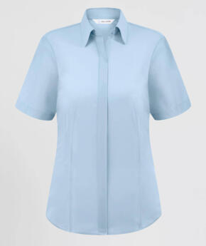 Disley BH903 - Ladies Classic Fly Front Short Sleeve Blouse - Light Blue