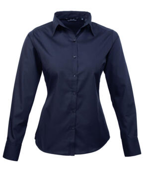 Premier PR300 - Ladies Poplin Long Sleeved Blouse - Navy Blue