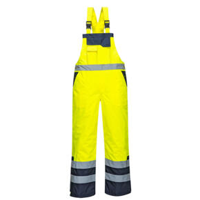 Portwest S489 - Hi-Vis Contrast Winter Bib and Brace - Yellow / Navy Blue