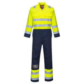 Portwest BIZ7 - Hi-Viz Bizflame FR Contrast Coverall - Yellow / Navy Blue