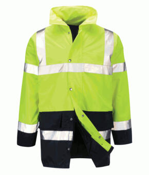 Orbit Lamorak - Hi-Vis Contrast Parka Jacket - Yellow / Navy Blue