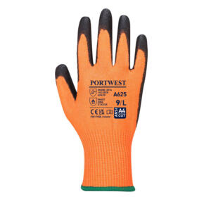 Portwest Vis-Tex Cut Resistant Glove - PU - A625 Orange/Black