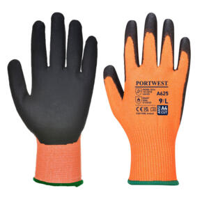 Portwest Vis-Tex Cut Resistant Glove - PU - A625 - Orange / Black