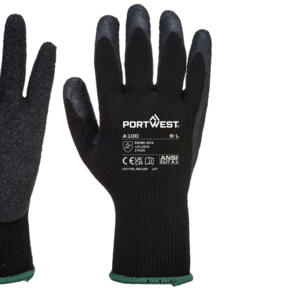 Portwest Grip Glove - Latex - A100 - Black