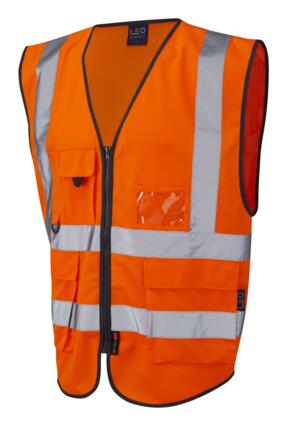 LEO W11 Linton - Hi-Vis Ecoviz Superior Waistcoat - Orange