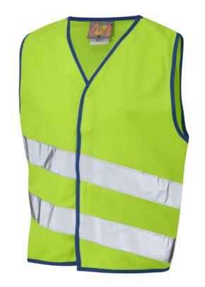 LEO CW01 Neonstars - Hi-Vis Ecoviz Childrens Waistcoat - Lime Green